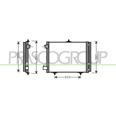 Immagine di PRASCO CI304C001 Condensatore con essiccatore 14 11 Alluminio 405 R 134a CITROËN: C3 II, C4 II Cactus, III, PEUGEOT: 208 I Hatchback