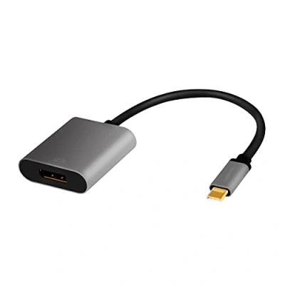 Immagine di LogiLink CUA0102 Cavo adattatore USB 3.2 Gen 1 DisplayPort 4K/60 Hz, in alluminio, nero/grigio, 0,15 m