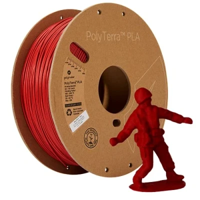 Immagine di Polymaker PM70955 Regular Filamento per stampante 3D plastica PLA contenuto di ridotto, Opaco 1.75 mm 1000 g Rosso esercito PolyTerra™ 1 pz.