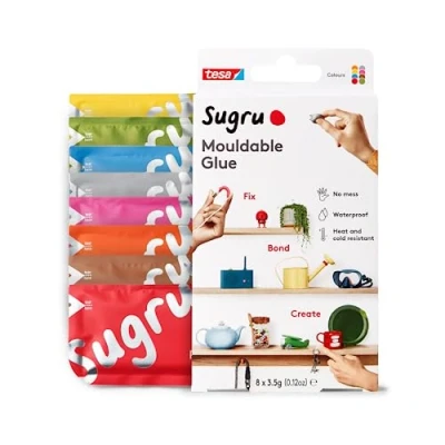 Immagine di Sugru by tesa Colla multiuso modellabile per fissaggio e realizzazione creativa, rosso, blu, giallo, grigio, verde, marrone, arancione rosa, confezione da 8