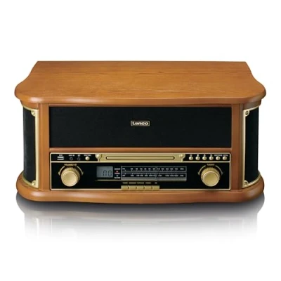 Immagine di Lenco TCD 2551 Giradischi per vinile, in con altoparlante Bluetooth, lettore CD, platino, 3 velocità, trasmissione a cinghia, 2 x 5 Watt, legno
