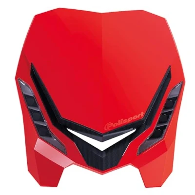 Immagine di Polisport 8670800004 Faro anteriore E BLAZE in fibra di carbonio con lampada a LED compatibile tutti i modelli motocross/enduro colore rosso
