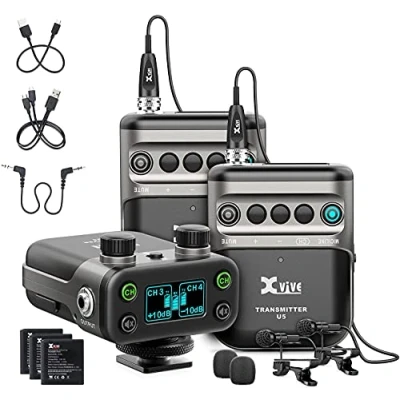 Immagine di Xvive U5T2 LAVALIER Sistema wireless digitale con doppio trasmettitore per camera DSLR o Broadcast