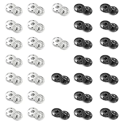 Immagine di YDHfdc 32 Paia Bottoni Automatici da Cucire, Metallici a Pressione Metallo in Argento Nero per Borsa Abiti Forniture Cucito Artigianato (10 mm)