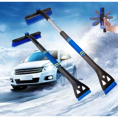 Immagine di Raschietto per ghiaccio Snow Brush Scraper di 3 in 1, Telescopica Gratta Scope da neve Auto, Staccabile con Manico Antiscivolo, Camion, SUV (Blu)