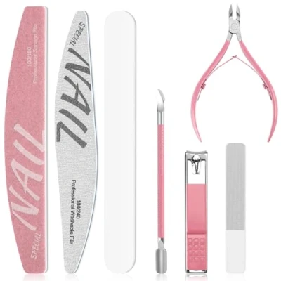 Immagine di Lime per unghie e Buffer Kit manicure da donna la preparazione delle cura con tagliacuticole Pusher Tagliaunghie Lima in vetro