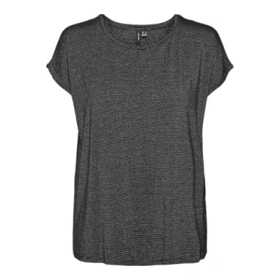 Immagine di VERO MODA Vmlava Plain SS Top Stripe Ga T Shirt, Nero/Strisce: Lurex Argento, S Donna