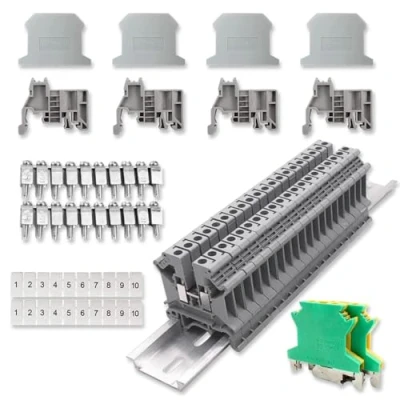 Immagine di yotutun Kit di Morsettiere Su Guida DIN, UK 2.5B Morsettiera Elettrica Distribuzione Universale Tramite Morsetti per Progetti automazione elettrica, Trasformazione Circuiti ecc