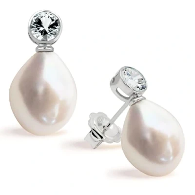Immagine di Orecchini di Perle coltivate d&#039;acqua dolce Barocca o Grandi Ciondoli Zirconia Cubica SECRET &amp; You Design Me in argento sterling 925 con grande dado.