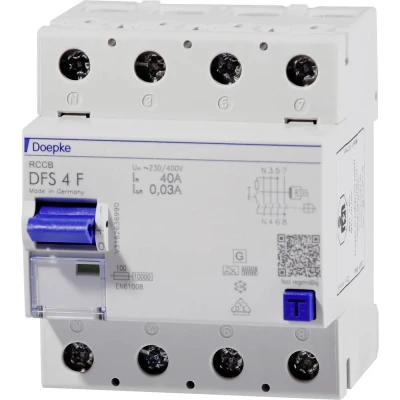 Immagine di Doepke 09134820 DFS4 040 4/0,03 F Interruttore differenziale di sicurezza Rapido 4 poli 40 A 0.03 400 V