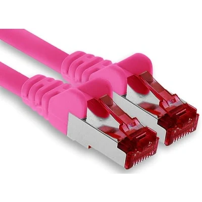 Immagine di 1aTTack.de 1x cavo patch CAT6 da 10 m S/FTP schermatura PIMF CAT.6 di rete RJ45 Ethernet DSL router LAN switch modem panel magenta 1 pezzo