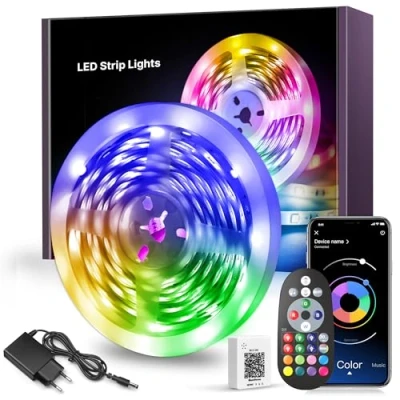 Immagine di Macchiatto Striscia LED 10M, Luci Camera da Letto, APP Bluetooth e Telecomando, Sincronizzazione musica timer, Strisce per Camera, Soggiorno, Cucina, Bar, Festa, Gaming Room
