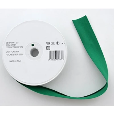 Immagine di Inastri COL2967 Rotolo di Nastro sbieco, Policotone, Colore: Verde, Lunghezza: 20 m, Dimensioni: 25 x 5 mm