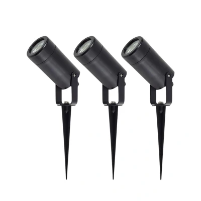 Immagine di Lampada con picchetto di terra Lindby Thorgal, Ø 6 cm, nero, set 3