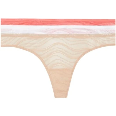 Immagine di Calvin Klein Perizomi Donna Confezione da 3 con Pizzo, Multicolore (Calypso Coral/Cedar/White), L