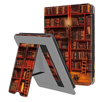 Immagine di FINTIE Custodia per 6&quot; Kindle 11ª Generazione (Modello 2024/2022), Protettiva Supporto Cover con Slot schede &amp; Hand Strap, Funzione Auto Sveglia/Sonno, Library