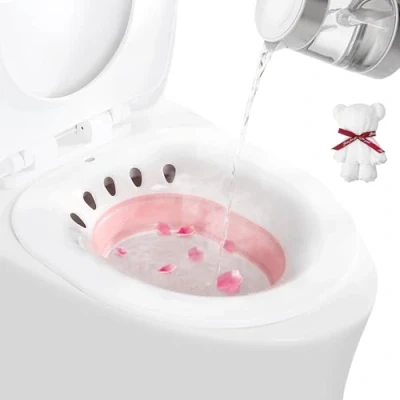 Immagine di DEANIC Bidet Portatile per WC Chi Soffre di Emorroidi, Vasca da Bagno Pieghevole WC, Sedile Donne Incinte, Anziani (Rosa)