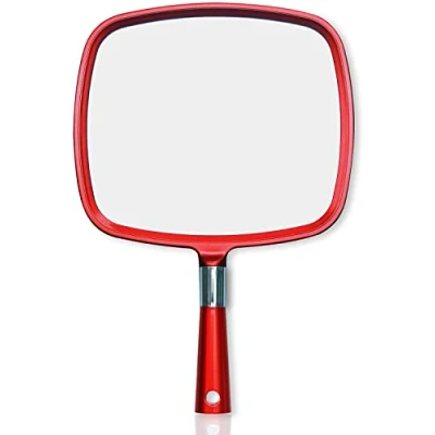 Immagine di Specchio Portatile Professionale per Barbiere e Salone di Bellezza a Mano con Manico Parrucchiere Trucco, 23 cm x 20