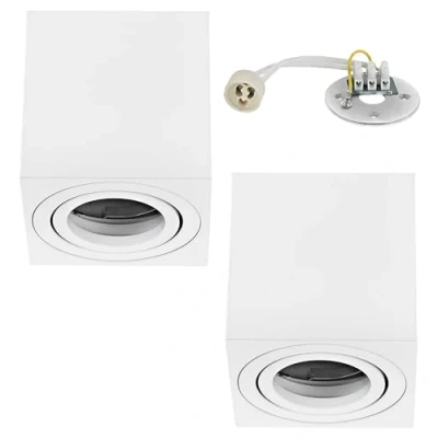 Immagine di Dolce Led 2pz Cornice di Montaggio GU10 Rotonda Quadrata, Faretto da Soffitto in Alluminio Spazzolato, Luce Sottopensile (Quadrato Bianco)