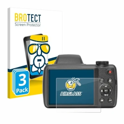 Immagine di brotect Pellicola Protettiva Vetro per Kodak Pixpro AZ528 Protezione Schermo (3 Pezzi) [Durezza Estrema 9H, Chiaro]