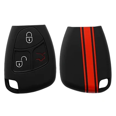 Immagine di kwmobile Custodia Coprichiave Compatibile con Mercedes Benz 2 3 tasti Cover Copritelecomando Chiave Auto Copri Chiavi Macchina Strisce Rally
