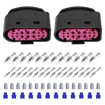 Immagine di Create idea Set di 2 kit riparazione per sensori automatici 1J0973737 compatibile con Volkswagen Audi 14 spine sensore auto