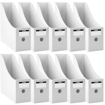 Immagine di Foydream Portariviste in Carta Kraft, 10 Pezzi Cartella File stile Semplice Riempimento Rack Box Paperwork Organizer Portapenne Desktop Stationery per ufficio,facile conservazione