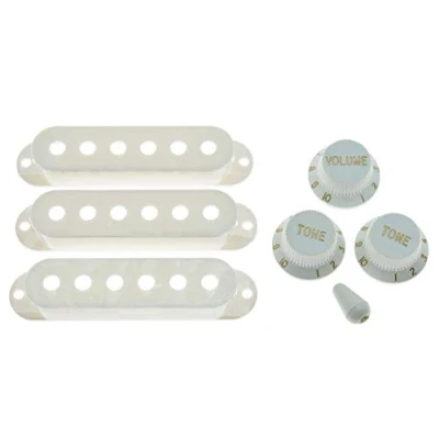Immagine di Dopro ST Strat Pickup Covers Manopole e 7 Way Switch Tip Cap Bianco