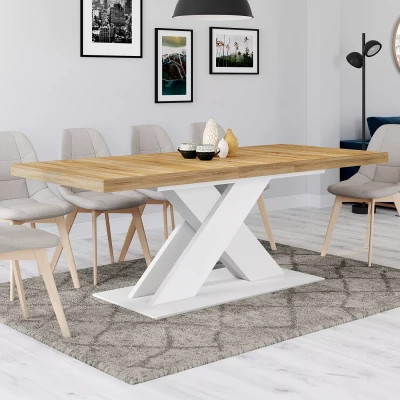 Immagine di Tavolo da pranzo rettangolare allungabile in legno e bianco per 6 10 persone IDMarket
