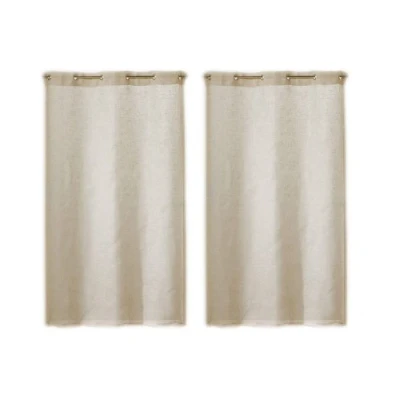 Immagine di Linder 0169/29/475RI Coppia di Tende dritte Kaolin, con Occhielli, Colore Beige Naturale, 50% Poliestere, Lino, 55X120