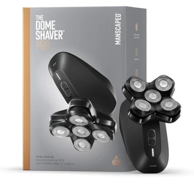 Immagine di MANSCAPED® The Dome Shaver™ PRO Rasoio per uomini calvi Design a cinque lame rotanti con tecnologia SkinSafe® e FlexAdjust, impermeabile, USB C ricarica wireless compatibile Travel Lock