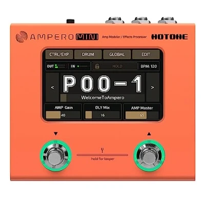 Immagine di Hotone Processore multieffetto per chitarra basso elettrico Touchscreen Modellatore di amplificatori Simulazione cabine IR Interfaccia audio USB Stereo OTG Ampero Mini (Orange)