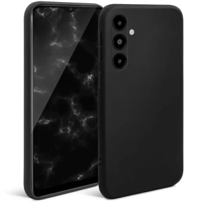 Immagine di Moozy Minimalist Series, Cover in Silicone per Samsung A14, Nero Custodia Cellulare Finitura Opaca, Sottile e Morbida TPU Case