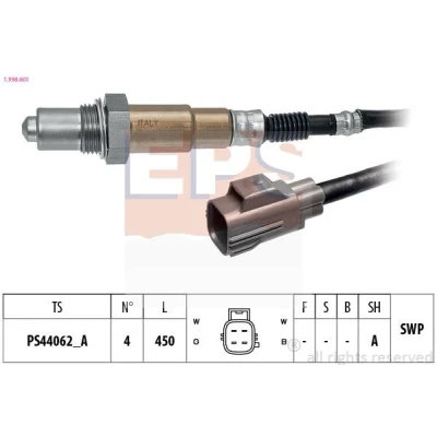 Immagine di EPS 1.998.601 Sonda lambda riscaldato, planare, Filettatura prelubrificata 4 VOLVO: S40 II, V50, XC70 II Station Wagon