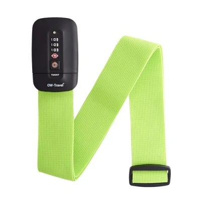Immagine di OW Travel Cinghia TSA per Valigia (1 Pezzo Verde) Cintura Codice Personalizzata Identificare la Valigia. Cinghie TSA. Strap lock valigie con combinazione bagagli.