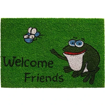 Immagine di matches21 HOME &amp; HOBBY Zerbino in cocco per interni ed esterni, fibra di cocco, 40 x 60 cm, con scritta &quot;Welcome&quot;, &quot;Frosch als Clean&quot;, porte casa, corridoio, giardino