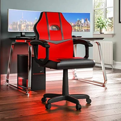 Immagine di Vida Designs Racing Comet Gaming Sedia da Computer, Rosso e Nero, Ufficio, Girevole, in Similfinta pelle, 101 x 58 55 cm, H 91 L P cm