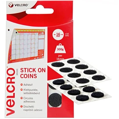 Immagine di VELCRO EC60228 Brand Dischetti riapribili adesivi 16mm x 16 Nero