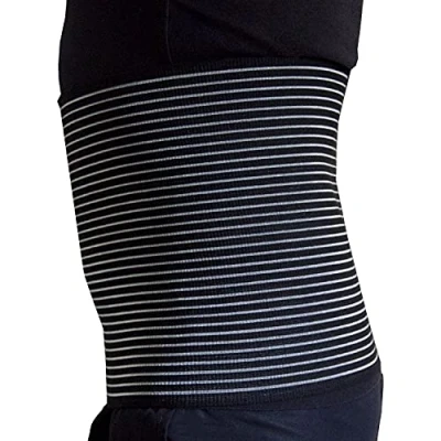 Immagine di BODYPERFECT Fascia addominale Post operatoria Unisex contenitiva parto operazione Allevia mal di schiena chiusura a strappo regolabile H 28 Nero M