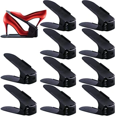 Immagine di SaiXuan Set di 10 supporti per scarpe regolabili, impilare le scarpe, organizer risparmio spazio supporto rack (nero)