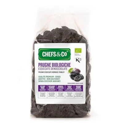 Immagine di CHEFS &amp; CO Prugne secche morbide biologiche (snocciolate), frutta secca biologica, intera, snack sano, vegano e conservato vitamine, non sorbate, senza zuccheri aggiunti, certificato kosher
