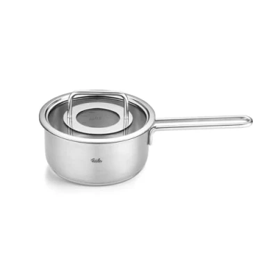 Immagine di Fissler Pure Collection Casseruola in acciaio inox (diametro 16 cm, 1,4 l) con coperchio vetro, scala graduata, compatibile induzione
