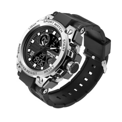 Immagine di AIMES Orologi da Uomo Sport Outdoor Impermeabile Orologio Militare Analogico Digitale Elettronico Tattico Esercito per Data Multi Funzione, Argento,