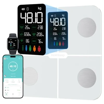 Immagine di Bilancia Pesapersone Healthkeep Impedenziometrica Digitale Display VA Meccanica Frequenza Cardiaca