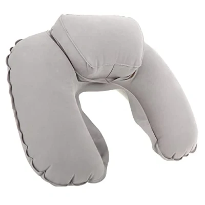 Immagine di com four® 1x Cuscino Gonfiabile per Il Collo Pratico da gonfiare Viaggio Supporto del (Aumento 1 Pezzo Grigio)