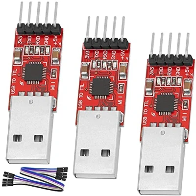 Immagine di AZDelivery 3 x Convertitori da USB a TTL con CP2102 HW 598 per 3,3V E 5V Cavetto Jumper compatibile Arduino incluso Book!