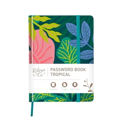Immagine di Rileys &amp; Co. Quaderno Password con Pagine in Ordine Alfabetico (20 x 15 cm), Libro delle per Ricordare Login, Sito Web, Username e Molto Altro, Rubrica Passoword Smemorati