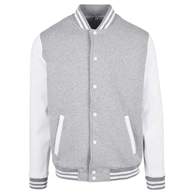 Immagine di Build Your Brand Bb004 basic College Jacket Giacca, Grigio Melange/Bianco, L Uomo
