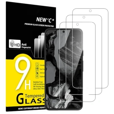Immagine di NEW&#039;C 3 Pezzi, Vetro Temperato per Google Pixel 8A, Pellicola Prottetiva, Senza Bolle, Durezza 9H, 0,33mm Ultra Trasparente, Resistente
