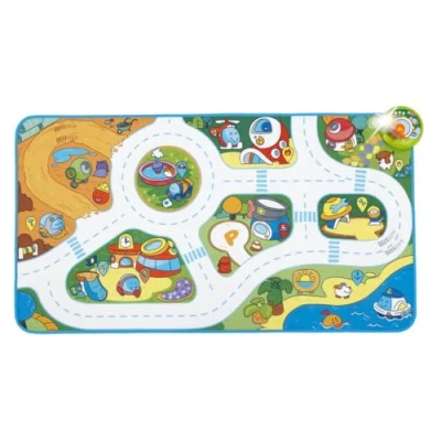 Immagine di Chicco Tappeto Elettronico Turbo Ball con I Suoi della Città, Maxi 110x60 CM, Interattivo Luci e Quiz, 15 Punti di Interazione, 1 Veicolo Ball, Macchinine, 4 Anni